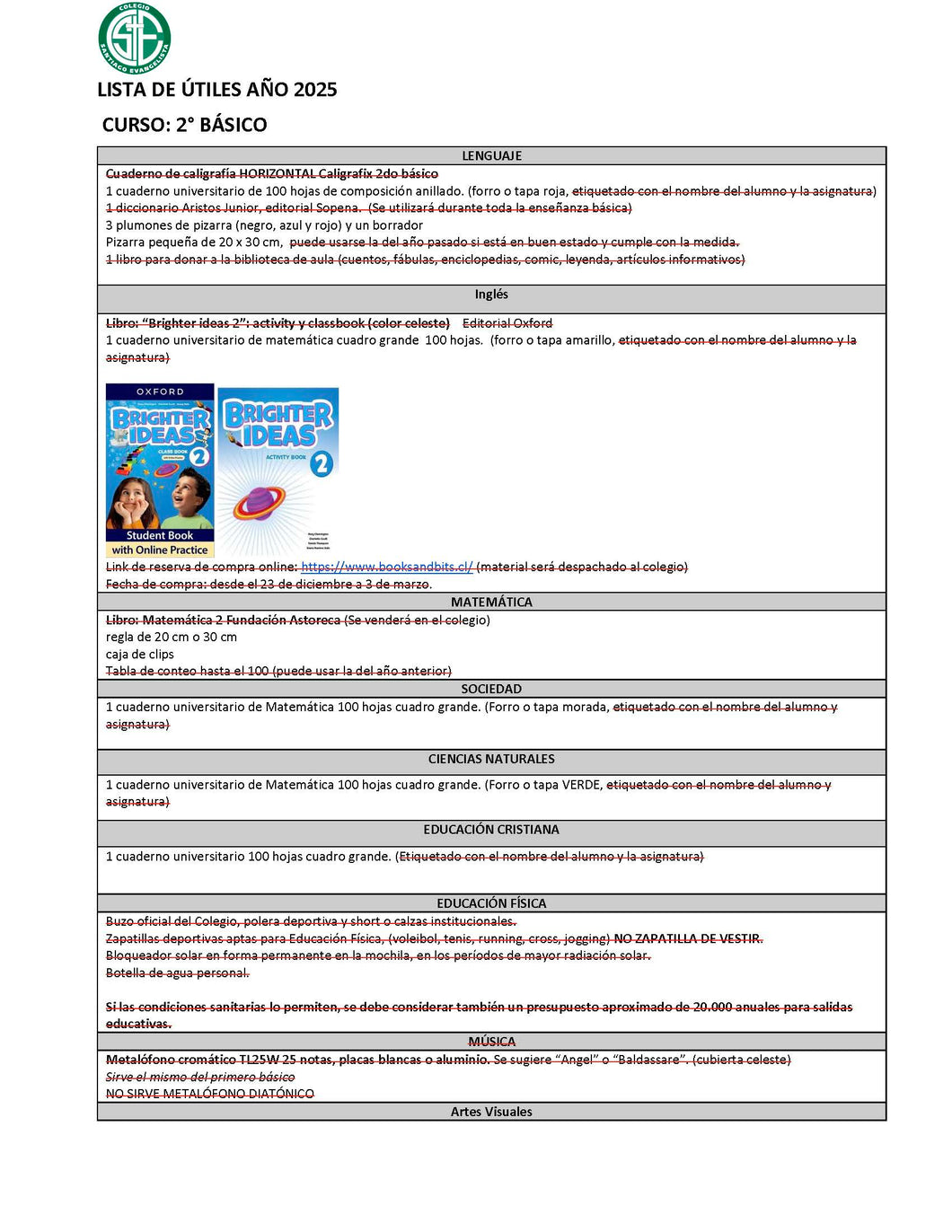 04. Lista Escolar C. Santiago Evangelista 2º Basico 2025
