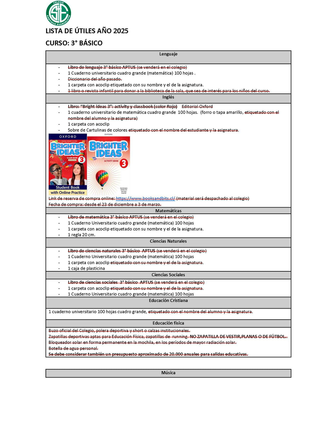 05. Lista Escolar C. Santiago Evangelista 3º Basico 2025